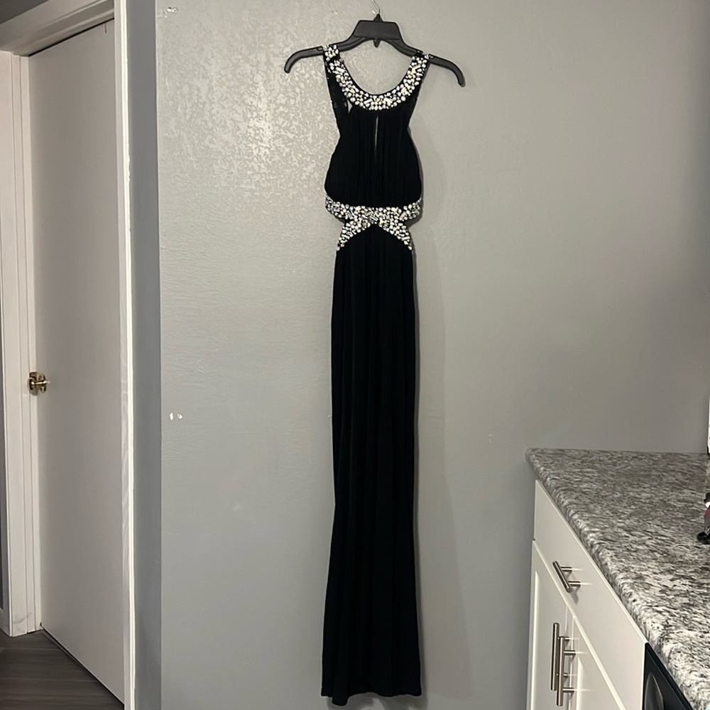 Black prom dress with silver gems